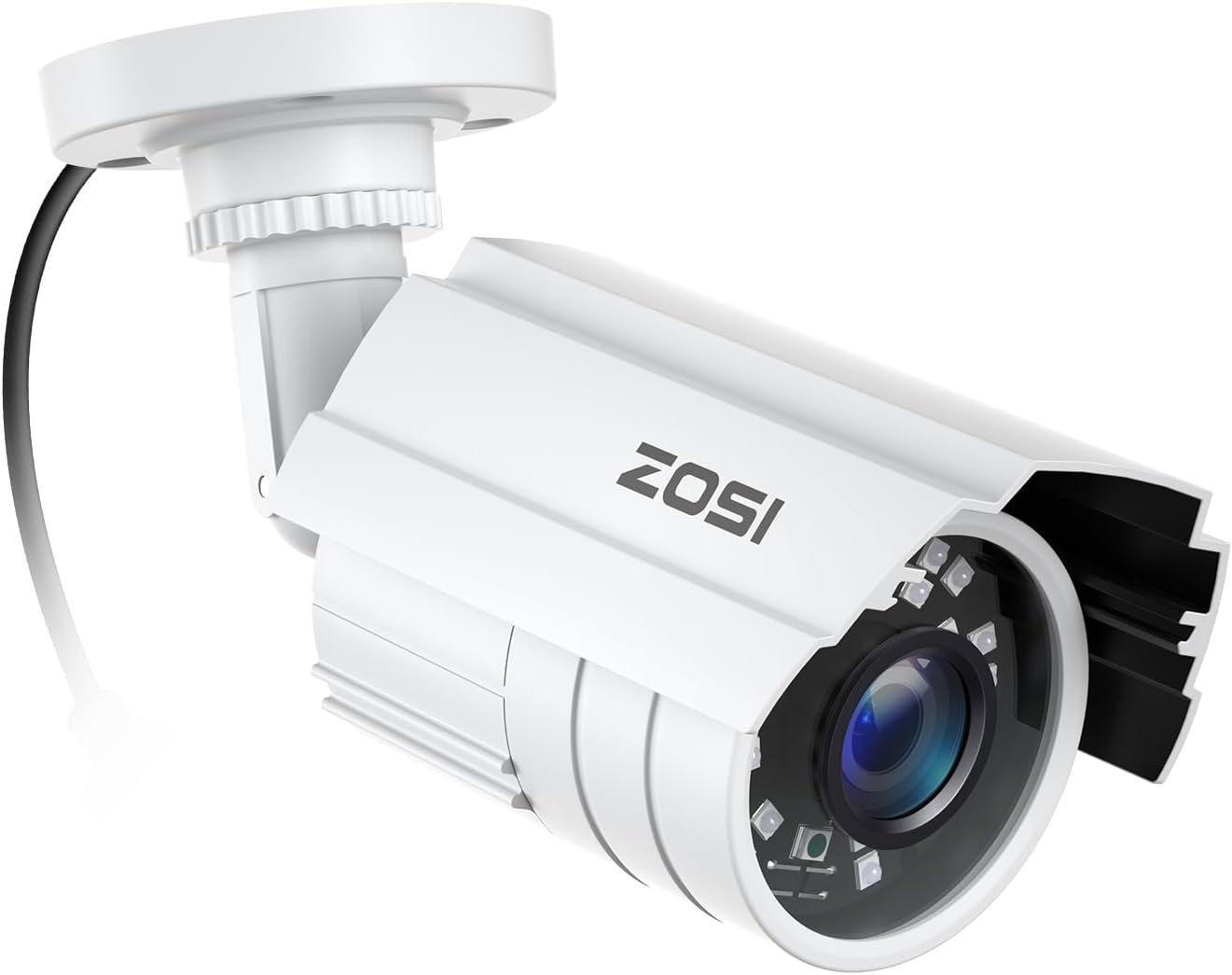ZOSI 1080P 2.0MP HD 1920TVL Hybrid 4-in-1 TVI/CVI/AHD/960H CVBS CCTV Security Camera Indoor Outdoor, 80ft Night Vision,Aluminum Metal Cam, For 960H,720P,1080P,5MP,4K analog Surveillance DVR (White)