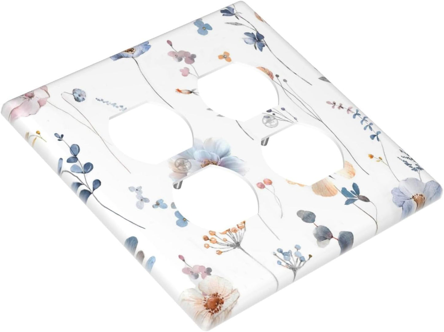 Wildflowers Plant Leaves Floral Berry Outlet Covers 2 Gang Double Duplex Decorative Light Switch Covers Electrical Wallplates Socket Faceplate for Bed Room Living Room Decor