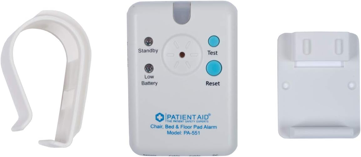Patient Aid Advanced Bed and Floor Alarm for Elderly Monitoring - 10" x 30" Underpad with Motion Sensor Bed Alarm, 3 Ring Chime & 3 Mounting Options, with AC Adapter & 9V Battery