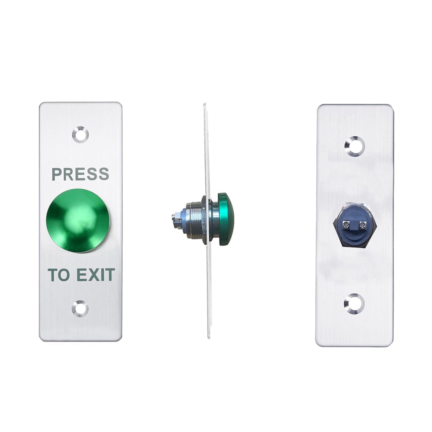 Push to Exit Button，12V DC Push to Exit Switch with LED Light, IP67 Waterproof,NC/NO/COM Outputs, Surface Mount Request-to-Exit Device for Access Control Systems (115X40-C)