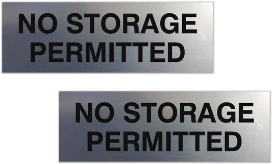 Signs ByLITA Basic No Storage Permitted Sign | Powerful Foam Tape (Brushed Silver) - Medium 2 Pack