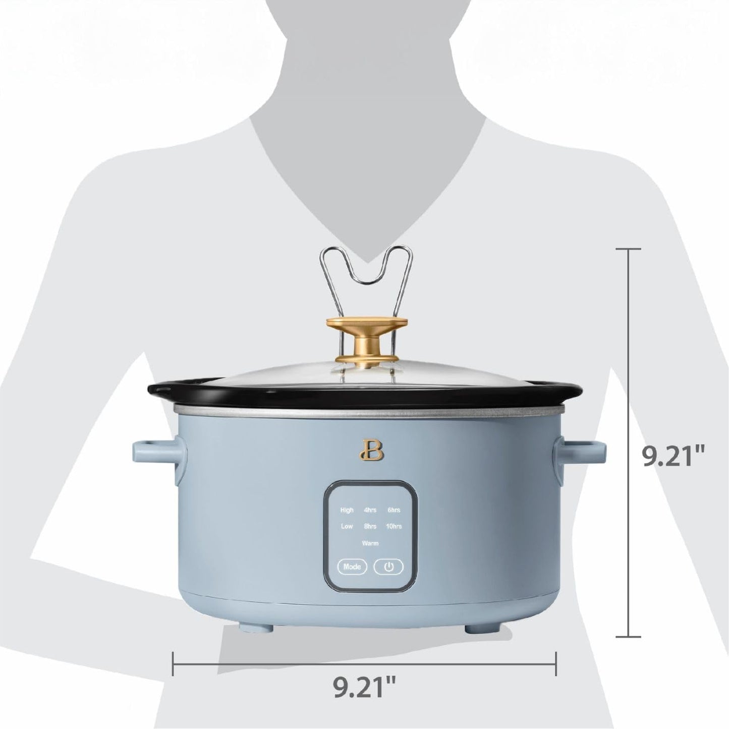 Beautiful 4-Qt Digital Slow Cooker with Smart Touch Screen, Removable Pot, Timer Presets, Ideal for Small Families