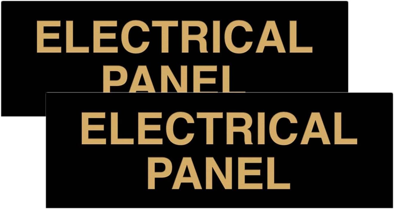All Quality Basic Electrical Panel Sign - Fire Regulation Safety Compliance Sign - Black/Gold - Medium (2 Pack)