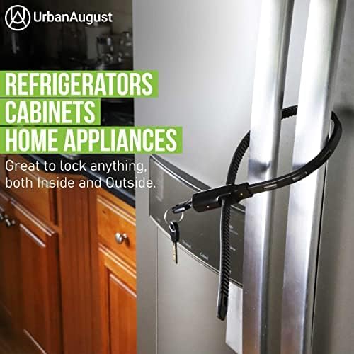 Urban August Multi-Purpose Keyed Adjustable Zip Tie Lock - 3 Pack Keyed Alike - Black Stainless Steel Refrigerator Cabinet Bike Stroller Helmet Lock