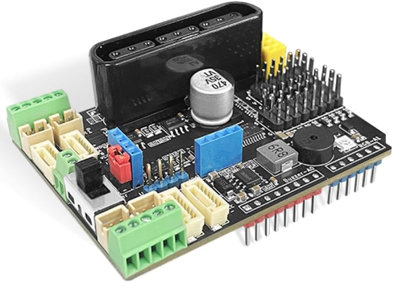 Motor Driver Board for Arduino, 4 DC/Encoder Motors, 2 Stepper Motors, 8 Servo Motors, PCA9685 Expansion Shield with PS2 Interface, Compatbile with UNO R3, Mega2560