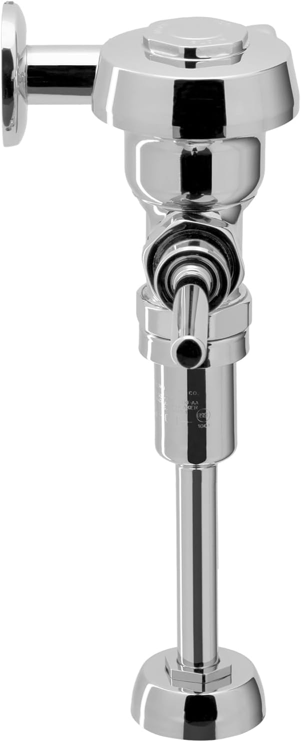 Sloan Royal 186 Exposed Manual Urinal Flushometer, 0.5 GPF Flush Valve - Single Flush Non-Hold-Open Handle, Fixture Connection Top Spud, Polished Chrome Finish, 3912697
