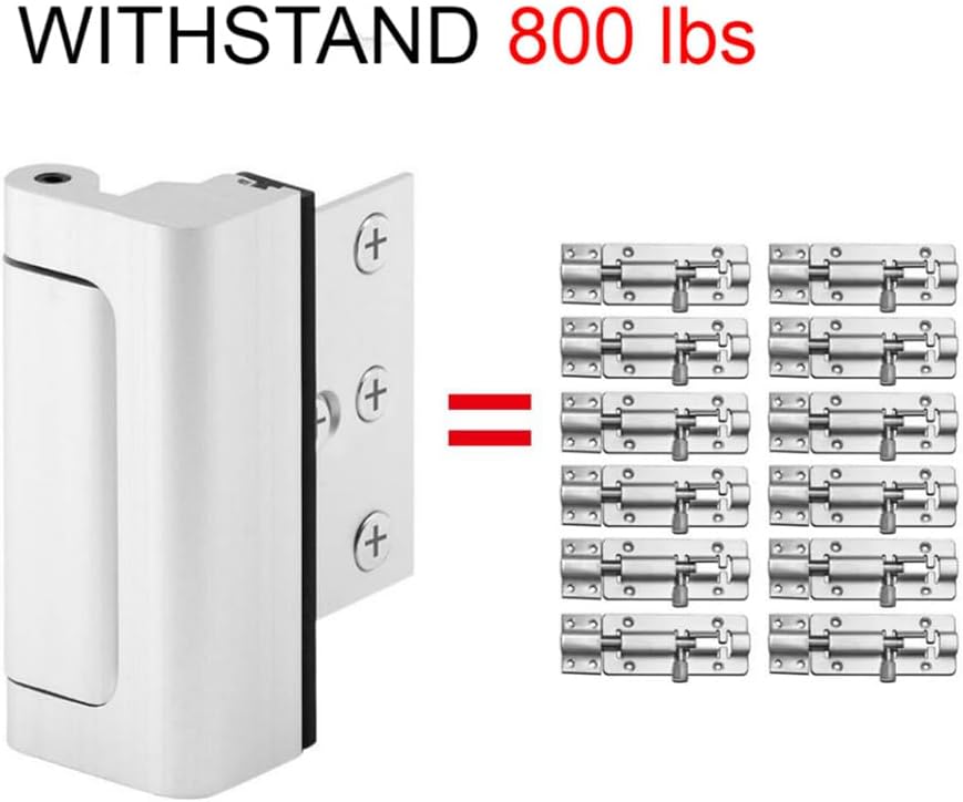 Door Reinforcement Lock with Screws, Add Extra Home Security Door Latch Safety Childproof Door Lock for Inward Swing Door Night Lock Withstand 800 Lbs (3 Pack)
