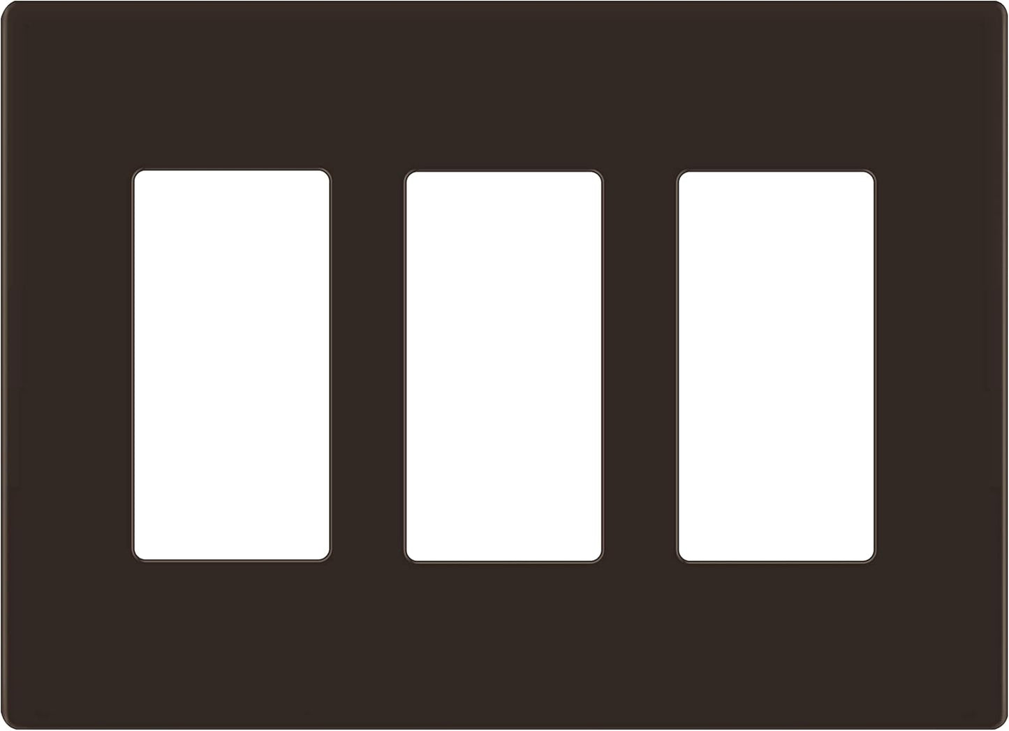 LIDER Matte Finish Decorator Switch Cover, Screwless Wall Plate, Mid-Size 3-Gang 4.88" x 6.77", Unbreakable Polycarbonate Thermoplastic, UL Listed, LSWP-33M-BR, Brown