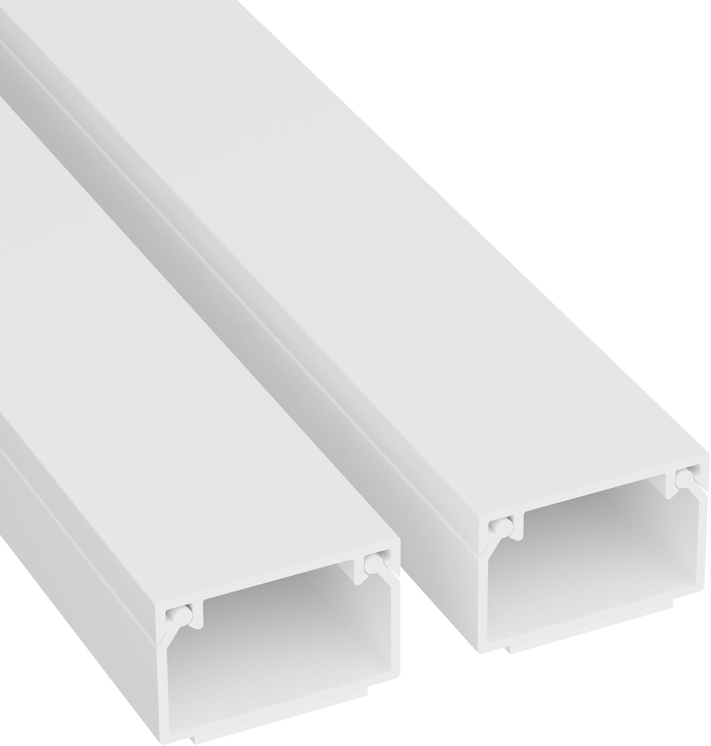 D-Line 6.56ft Cable Raceway, Self Adhesive Cord Cover, Hide Surface Wires, Paintable - 2X 1in (W) x 0.63in (H) x 39in Lengths - White