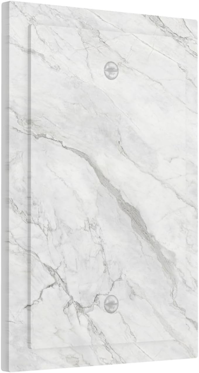 Light Switch Cover Plate Marble Granite White And Grey 1 Gang No Device Blank Electrical Wall Plates Faceplate Decorative Switch Plate for Home Bedroom Decor