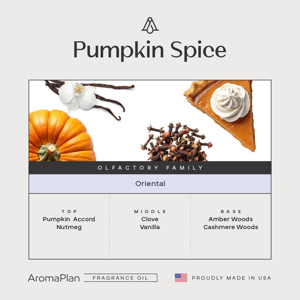 AromaPlan Hotel Scent Diffuser Oil Pumpkin Spice 5 Fl Oz (148ml) Fall Collection –Luxury Hotel & Home Fragrance Oil - Non Toxic - Made in USA - Bigger Bottle, Bolder Aroma & Longer Lasting