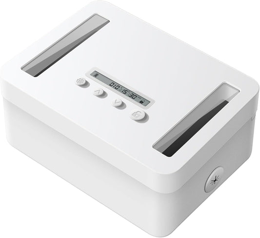 Vaydeer Metal Time Lock Box, Phone Locked box with Timer, Locking Safe Storage, Self-Control Locker with USB C Charge, Child Lock, Smart Timed Release Jail for Phone/Remote/Medicine/Snack