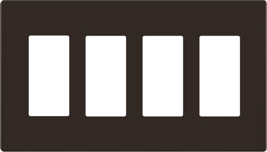 LIDER Matte Finish Decorator Switch Cover, Screwless Wall Plate, Mid-Size 4-Gang 4.88" x 8.58", Unbreakable Polycarbonate Thermoplastic, UL Listed, LSWP-34M-BR, Brown