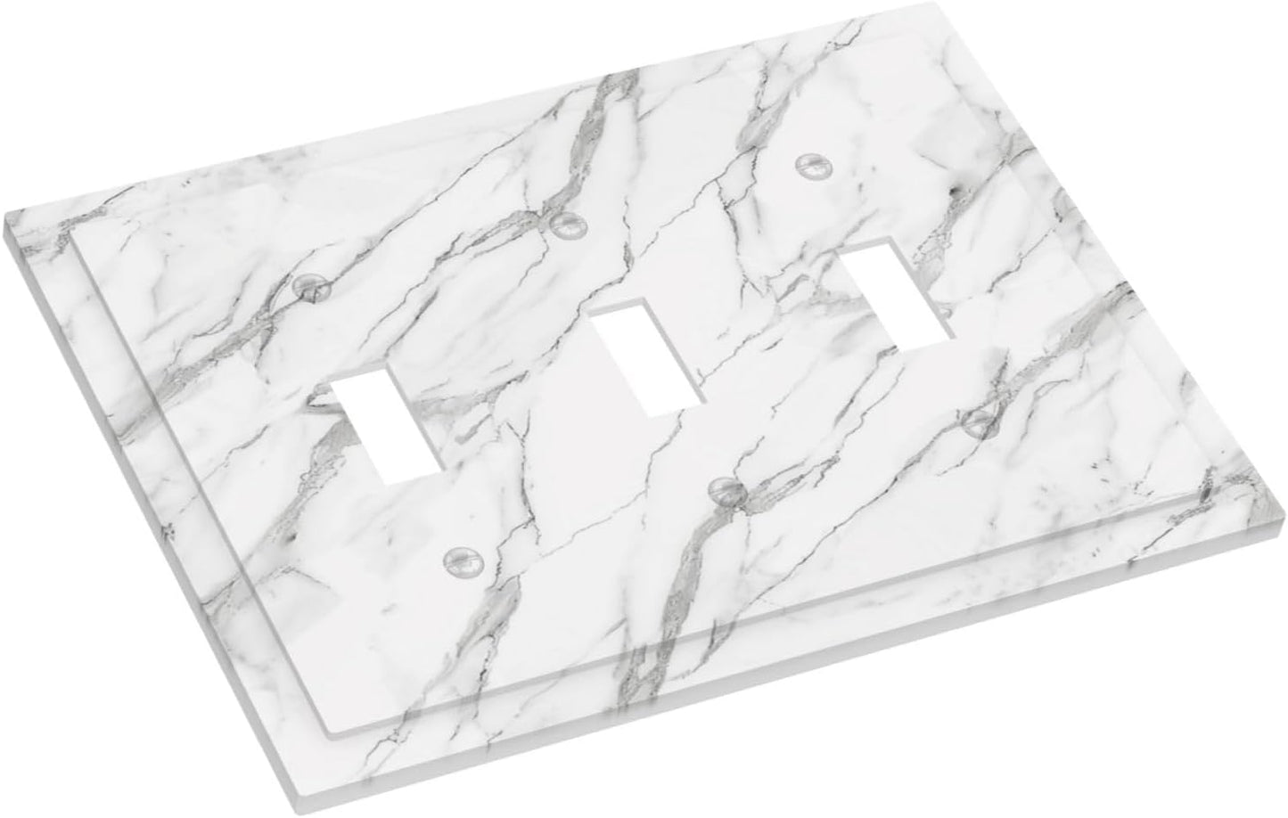 Decorative Light Switch Cover Plate Modern Grey Marble Texture 3 Gang Wall Plates for Electrical Outlets Triple Toggle Switch Plate Covers Outlet Covers Faceplate for Bedroom Home Decor