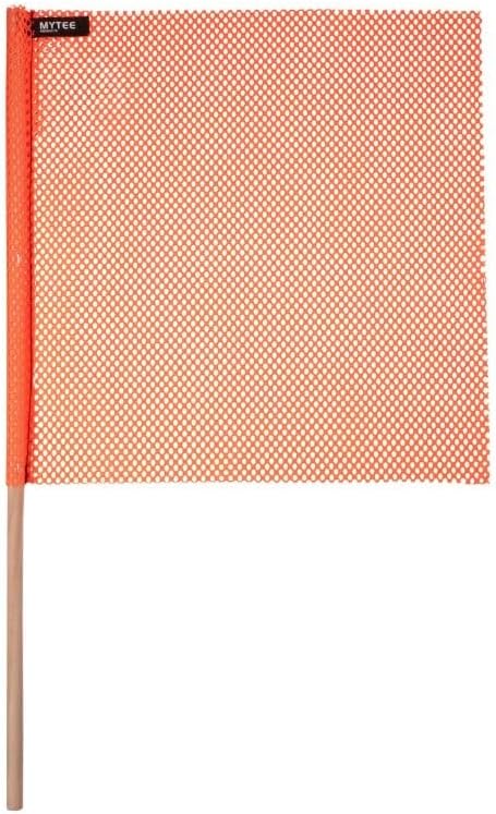 Mytee Products (16 Pack) 18"x18" Orange Safety Flags for Truck Loads w/Dowel - DOT Compliant Jersey Mesh Warning Flags on Stick for Oversize Wide Load, Construction, Road Traffic, Pedestrian Signs