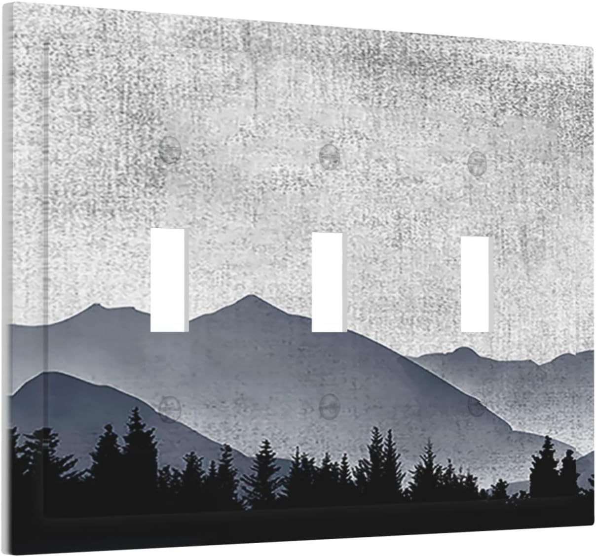 Decorative Switch Plates Natural Landscape Mountains Pine Trees 3 Gang Wall Plate Triple Toggle Light Switch Cover Faceplate Electrical Wall Panels for Bedroom living Room Decor