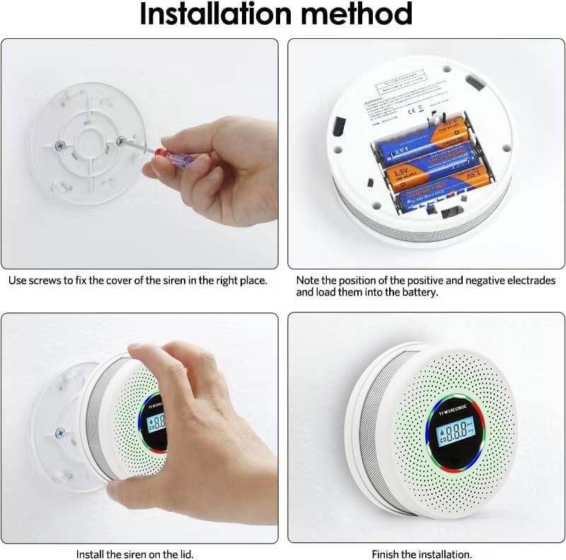 6 Pack Upgraded Combination Smoke and Carbon Monoxide Alarm Detector, Dual Sensor Smoke Alarm&Carbon Monoxide Detector (Includes Battery)