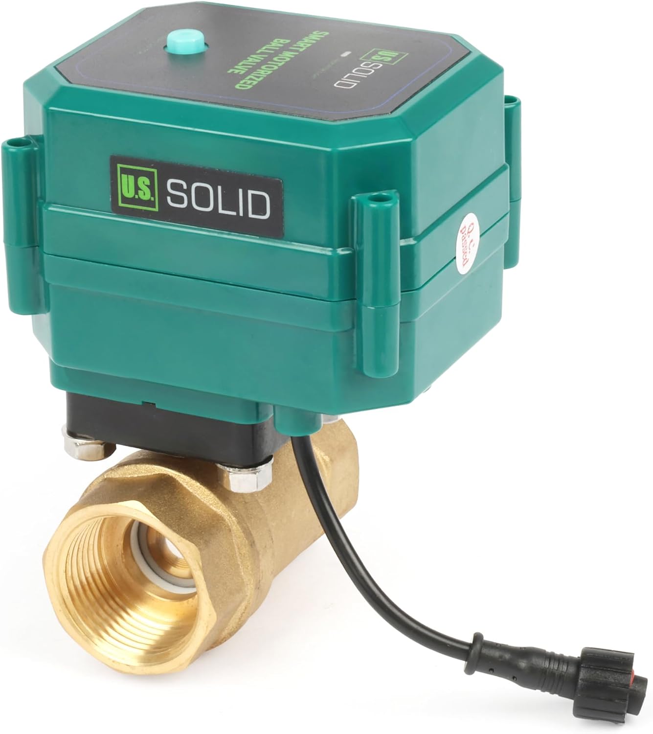 U.S. Solid 1" Smart Motorized Ball Valve - Brass Remote App Mobile-control Electrical Ball Valve with Manual Switch, Plug Connection