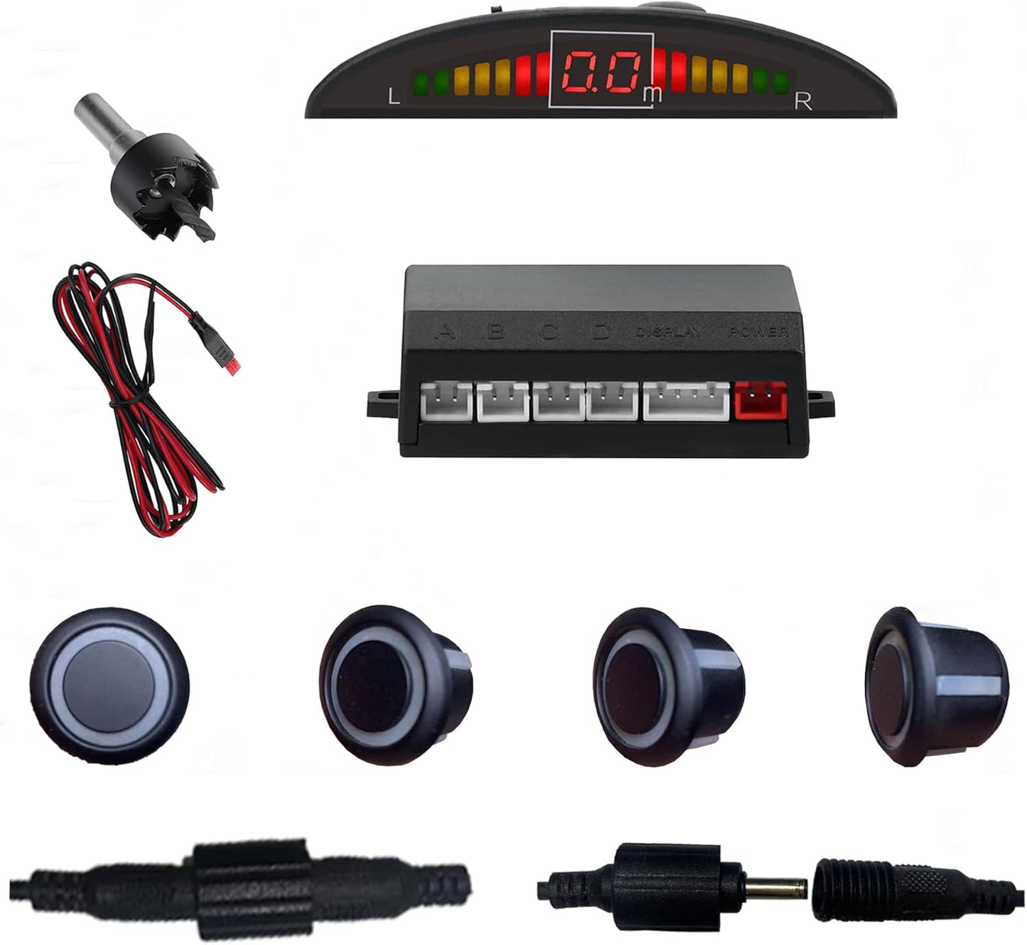 Parking Sensor Kit Backup Sensor Kit Reverse Sensor for Car 18 Color Options for Probes Adjustable Alarm Volume Professional Sensore de Reversa para Carro Safe Driving Assistant（Matte Black）