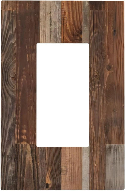 Vintage Brown Wooden Boards Print Wood Grain Decorative Outlet Covers 1 Gang Single Rocker Light Switch Cover Plate Wall Plates GFCI Faceplate for Farmhouse Home Decor