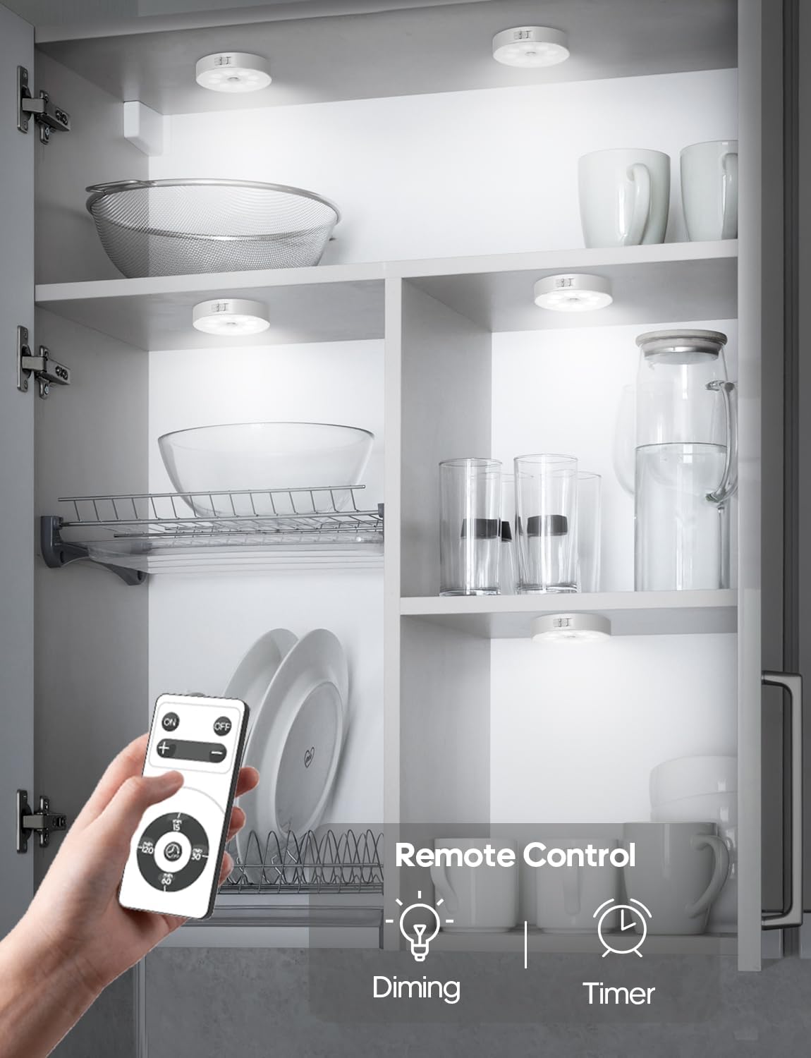 Led Under Cabinet Lighting, Motion Sensor Light Indoor, 1000mAh Puck Lights with IR Remote, Rechargeable Under Counter Lights for Kitchen,Cabinets,Closet,Stairs Indoor (6 Pack)