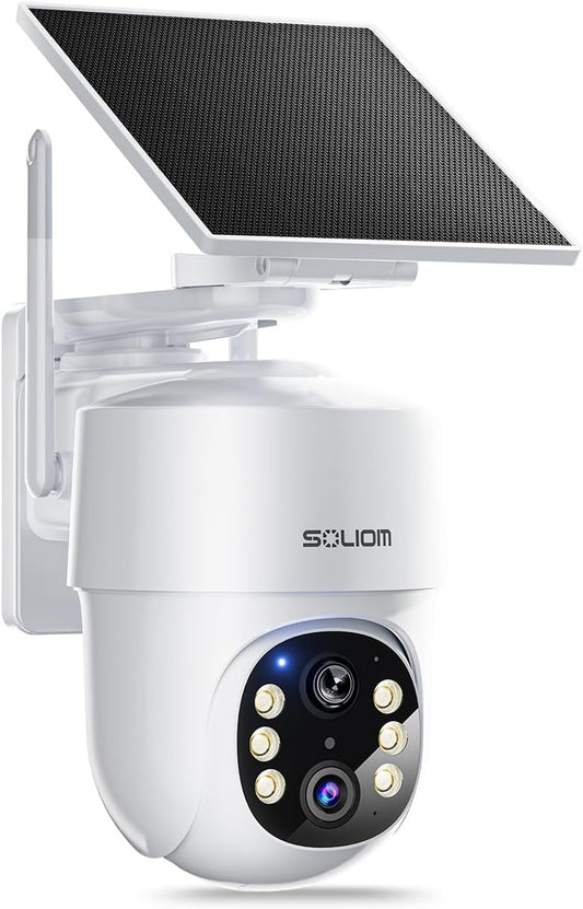 SOLIOM- True 5MP HD Security Cameras Outdoor Wireless, Add-On Camera, Solar Powered, Auto Tracking,Requires Soliombase, Soliombase Supports Up to 4 Cams