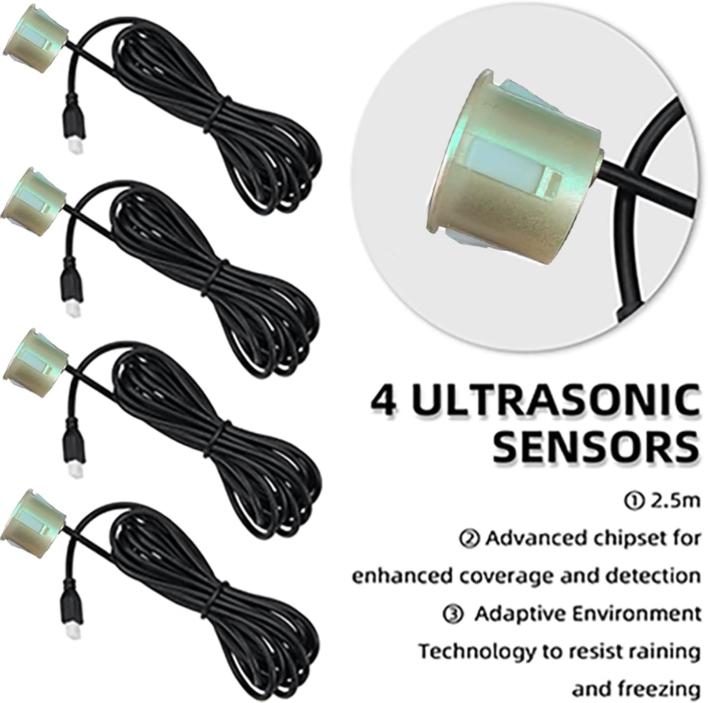 Parking Sensor Kit Backup Sensor Kit Reverse Sensor for Car 18 Color Options for Probes Adjustable Alarm Volume Professional Sensore de Reversa para Carro Safe Driving Assistant（Champagne Gold）