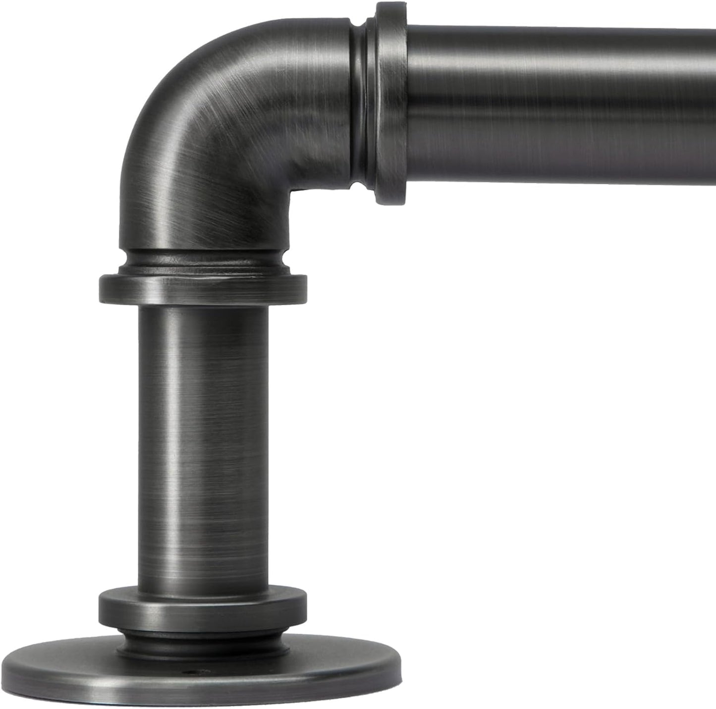 Industrial Curtain Rods 18 to 45 in,Wrap Around Rods, Adjustable Curtain Pole,1 in Diameter Pipe Wall or Ceiling Mounted,for Living Room(Antique Nickel 18” to 45”)