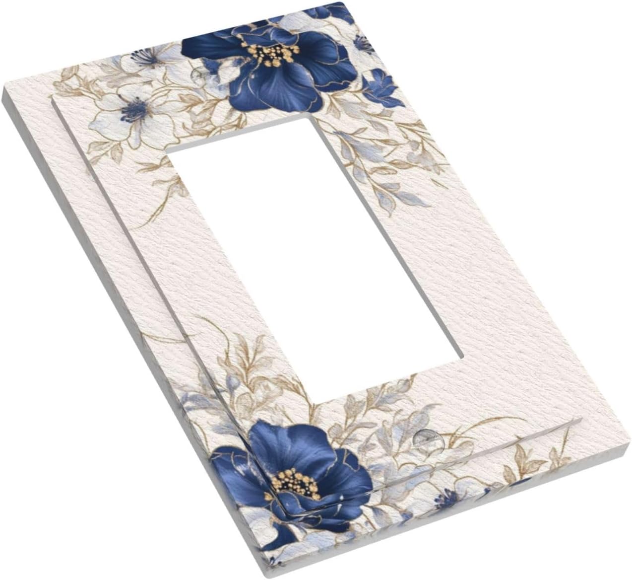 Decorative Outlet Covers Rustic Blue White Flowers Floral Penoy 1 Gang Single Decora GFCI Device Light Switch Covers Plate 1 Rocker Wall Plate Jumbo Face Plate