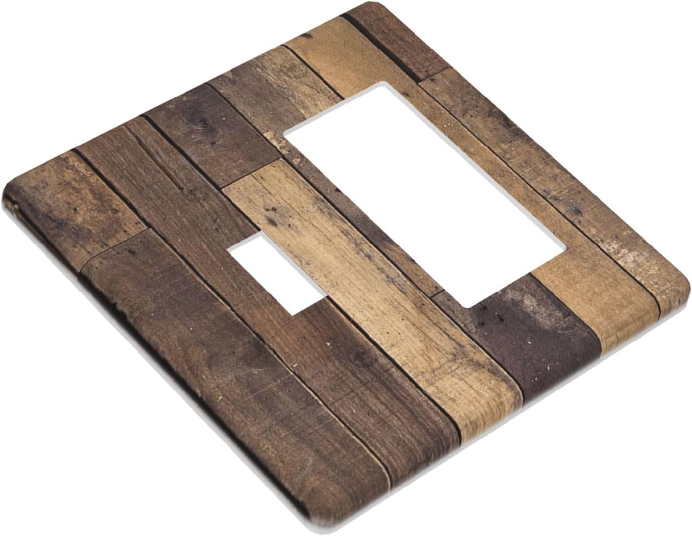 Cool Brown Wood Style Vintage Rustic Print Outlet Covers 1 Toggle 1 Rocker Combination Decorative Wall Plate Electrical Switch Plates Light Switch Cover Plate for Farmhouse Home Decor
