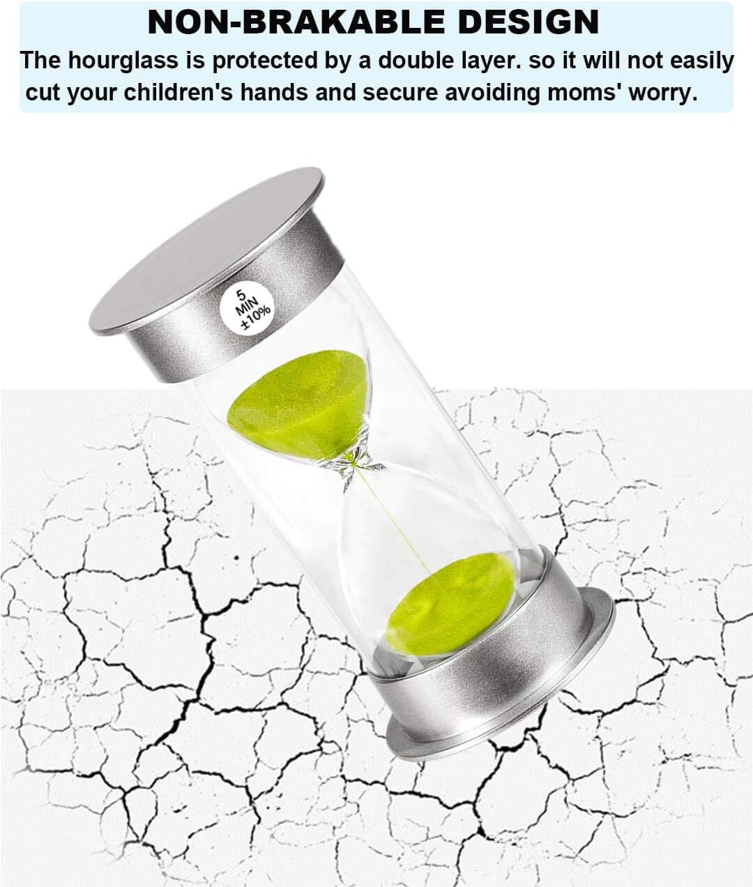 SuLiao Sand Timer 1 Minute Hourglass： Unbreakable Green Sand Watch 1 Min, Large Sand Clock one Minute, Colorful Plastic Hour Glass Sandglass for Kids, Games, Classroom, Kitchen, Decor
