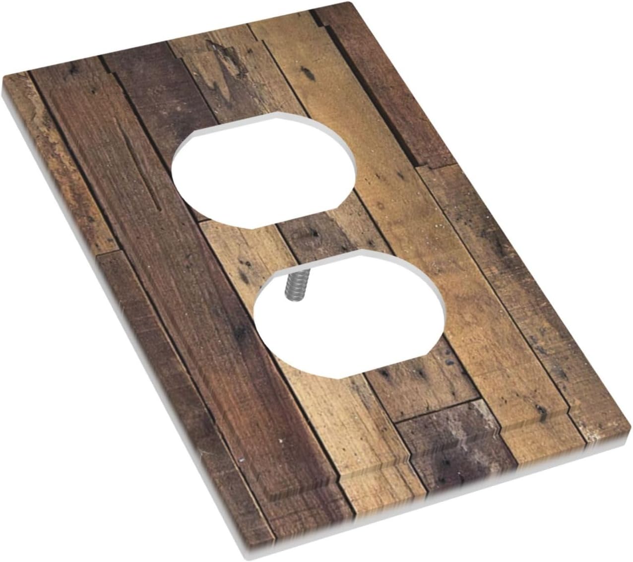 Cool Brown Wood Style Vintage Rustic Print Outlet Covers 1 Gang Duplex Light Switch Cover Decorative Switch Plates Electrical Receptacle Faceplate Wall Plate for Farmhouse Home Decor