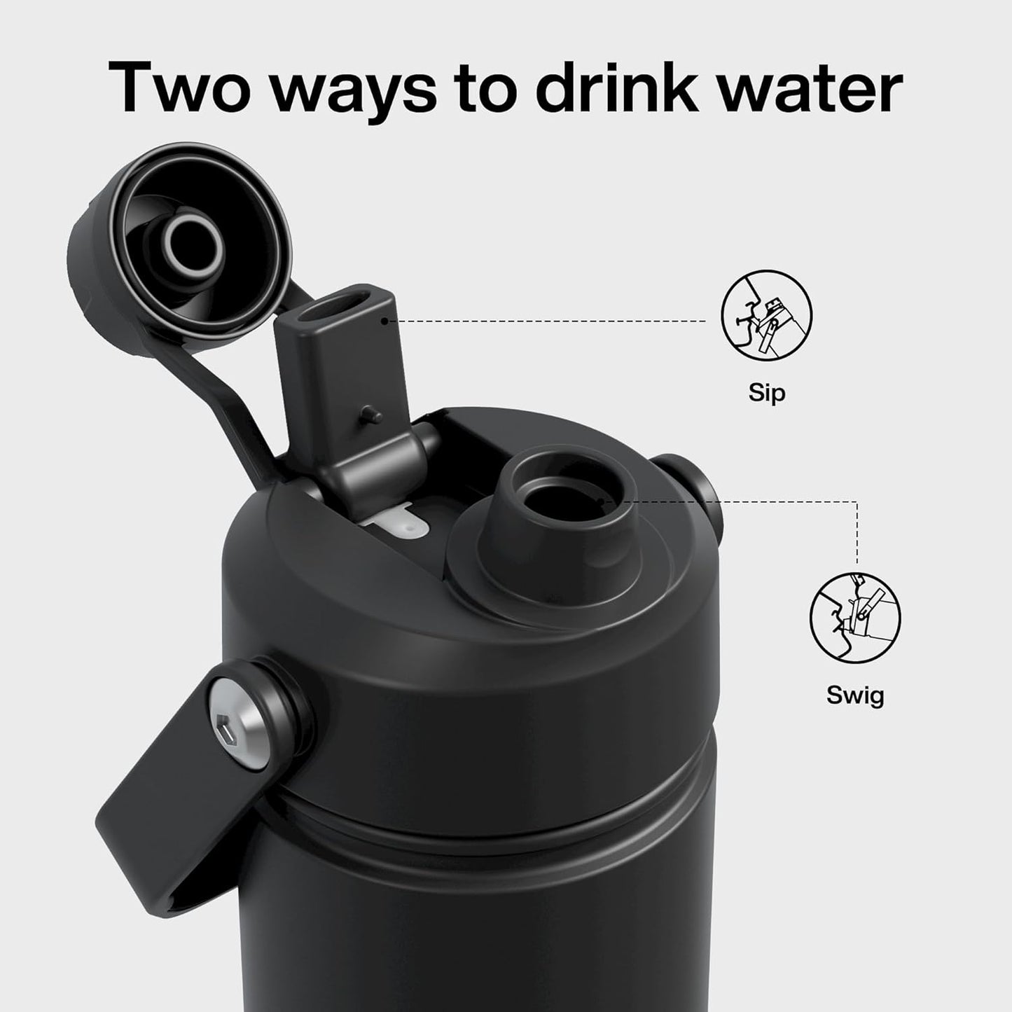 Kids Insualated Water Bottle with Straw - 12oz Stainless Steel Water Bottle with Dual Spouts, Leak-Proof, BPA-Free, Double Wall Vacuum Keeps Cold for 24 Hours for Sports, Travel, School (Black Night)