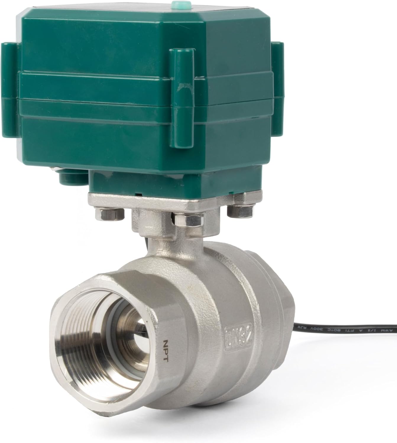 U.S. Solid 1-1/4" Smart Motorized Ball Valve - Remote App Mobile Control Stainless Steel Electrical Ball Valve with Manual Switch, 5V DC USB Connection