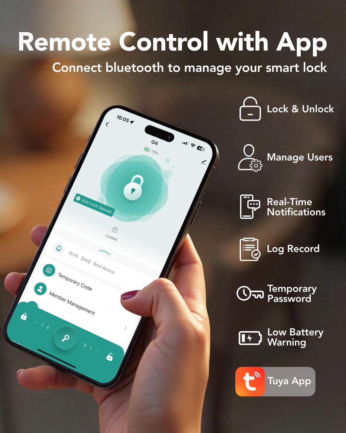 Devo G4 Smart Locks for Front Door, Keyless Entry Door Lock, Deadbolt Smart Lock, App Control, Built-in Bluetooth, Touchscreen Keypad, 8 Months Battery, IP54 Waterproof, Auto Lock, Easy Installation