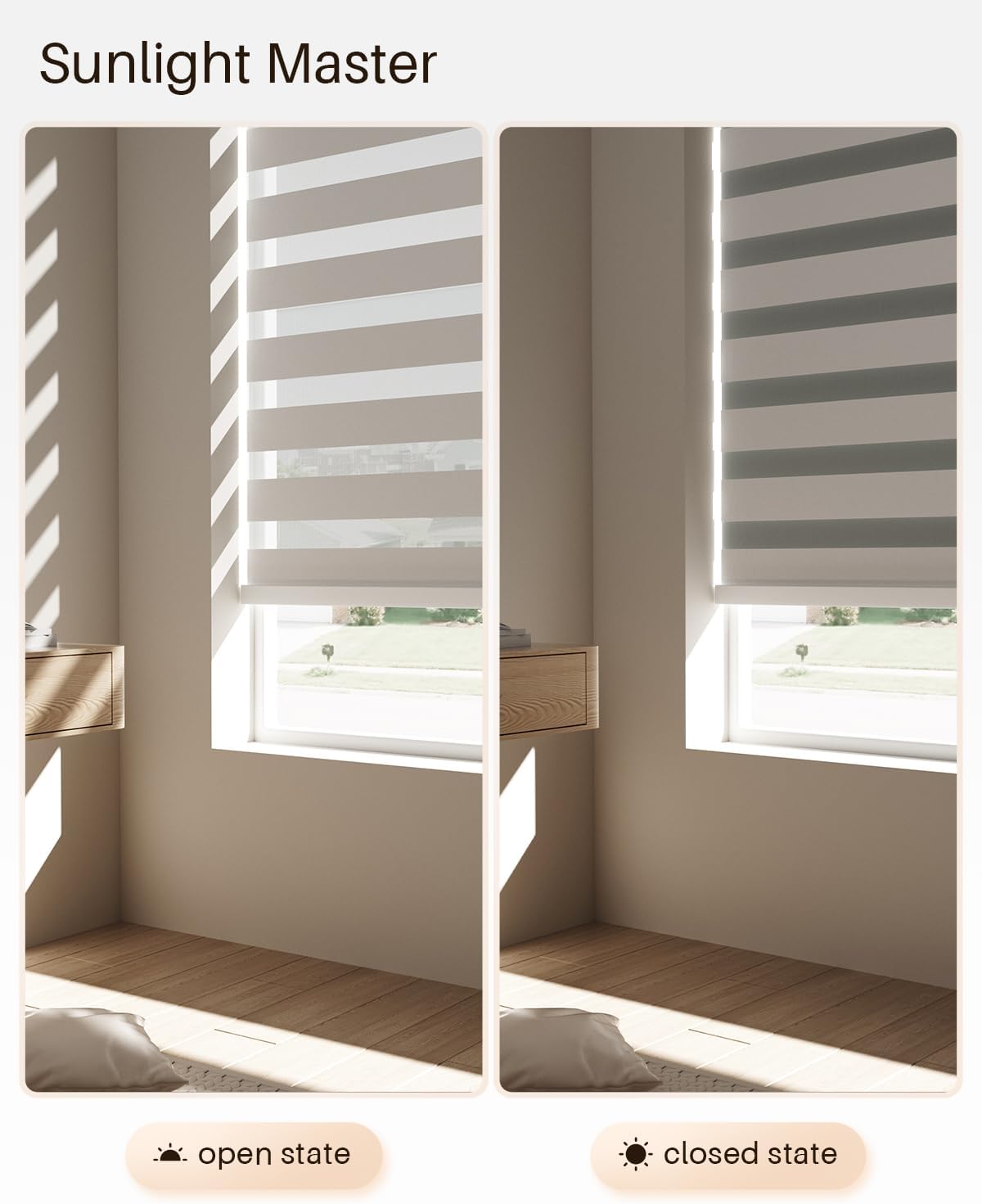 Smart Zebra Blinds for Windows, Alexa Motorized Blinds with Remote Control, Automatic Electric Power Zebra Shades for Indoor Windows (48" W x 72" H, White)