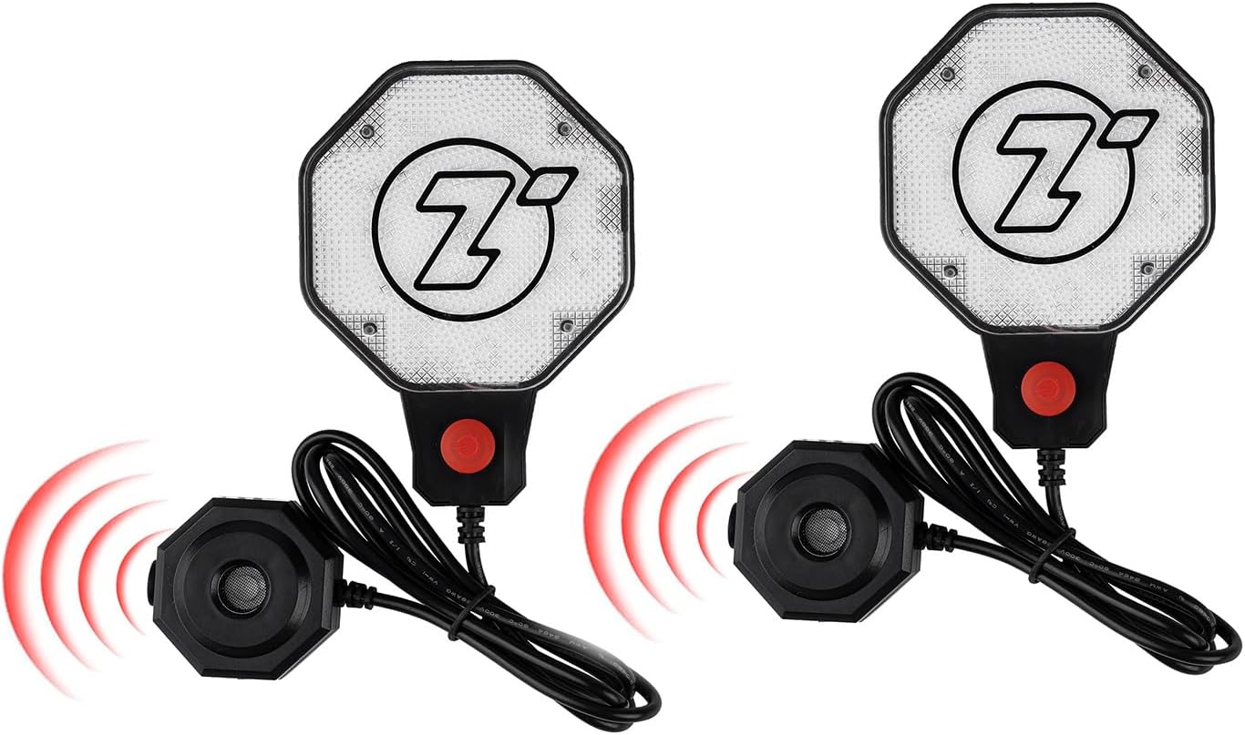 ZONETECH Garage Parking Sensor Ultrasonic Car Parking Stopper for Garage with Red/Yellow/Green LED Indicators –Adjustable Stop Distance 12" to 6.5 ft USB Powered Easy Install Wall-Mount 2-Pack