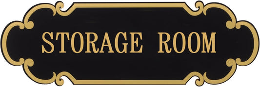 9x3 Inch Storage Room Sign Acrylic Self-adhesive Door Wall Signage for Home and Business (Black & Gold)