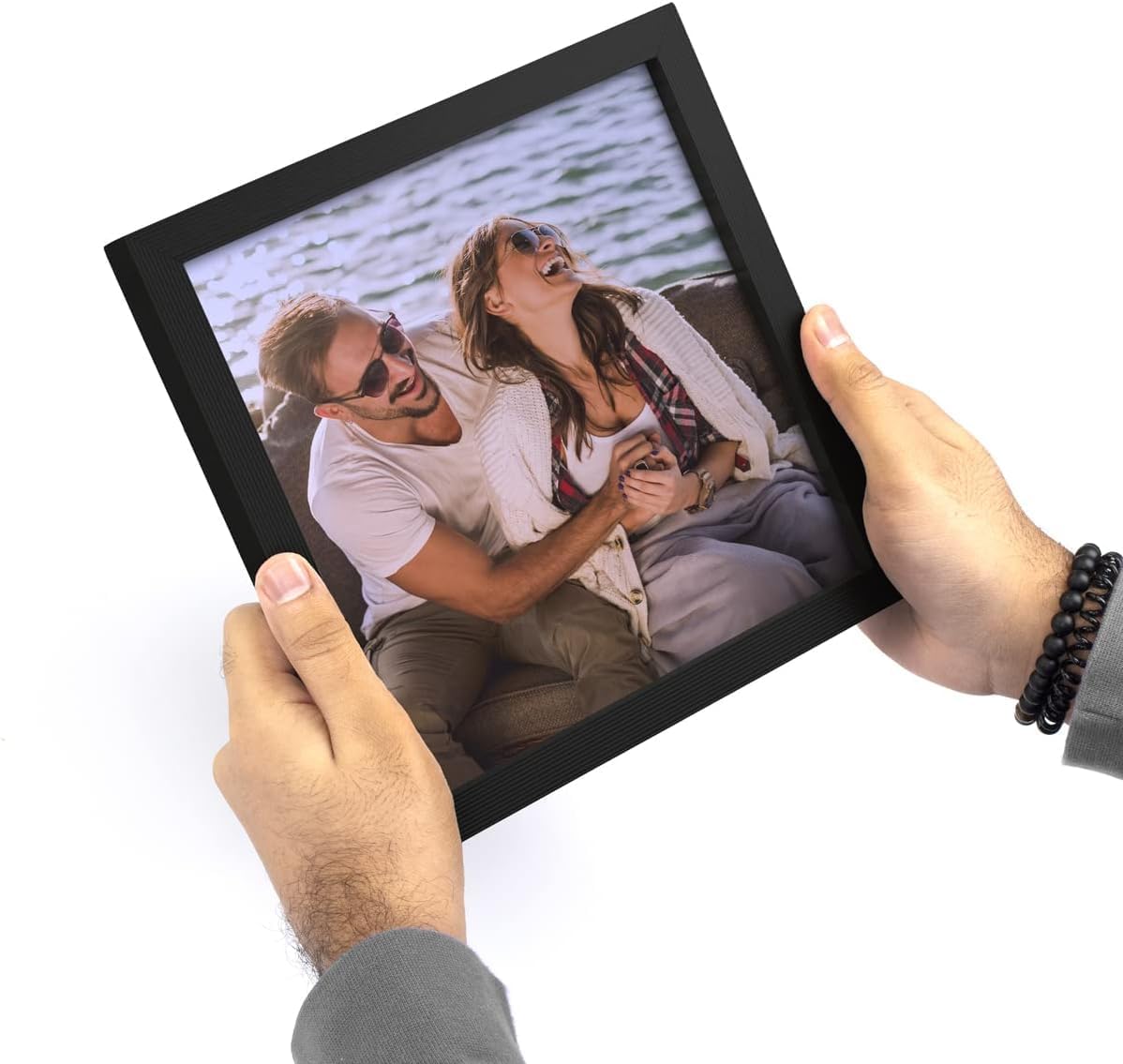 Renditions Gallery Set of 9, 8X10 Custom Photo Prints with Real Wood Picture Frames. Create Personalized Photos with Peel & Stick Photo Frames. Black Frame