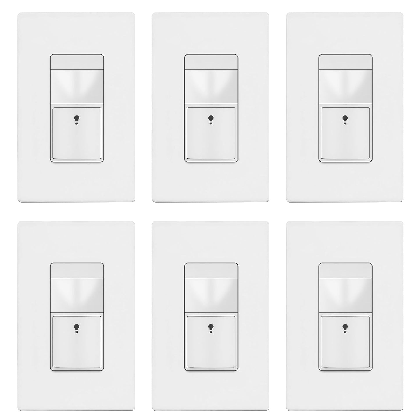 TOPGREENER Motion Sensor Switch, PIR Sensor with Ambient Light Level, Occupancy & Vacancy Modes, No Neutral Required, Ground Wire Required, 150W LED/CFL, Single Pole, TDOS5-JM-W-6PCS, White, 6 Pack