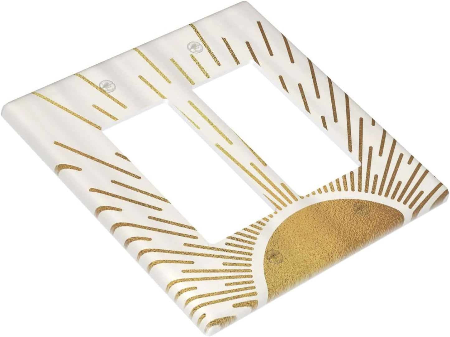 Decorative Outlet Covers Boho Mid Century Gold Sun Sunbeams 2 Gang Light Switch Cover Plate Double Rocker Wall Plates for Electrical Outlets Switch Plate Covers for Bedroom Home Decor