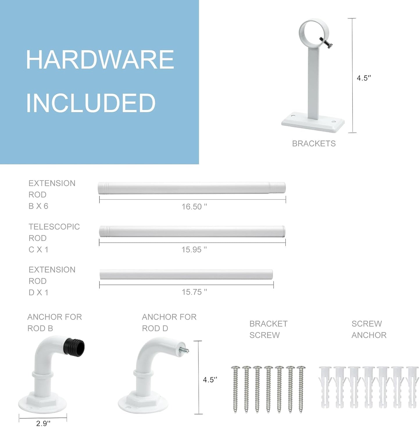 Curtain Rods for Windows 16 to 120 Inches Adjustable Blackout Wrap Around 1 Inch Diameter Curtain Rod,Ivory White