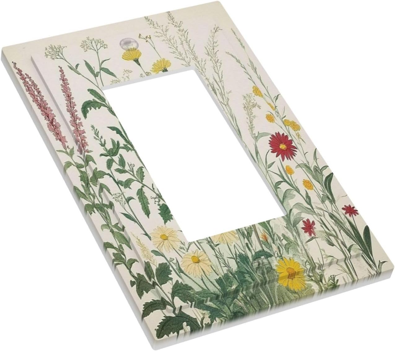 Rustic Wildflower Green Plants Daisy Floral Decorative Outlet Covers 1 Gang Single Rocker Light Switch Cover Plate Wall Plates Gfci Faceplate For Farmhouse Bed Room Decor
