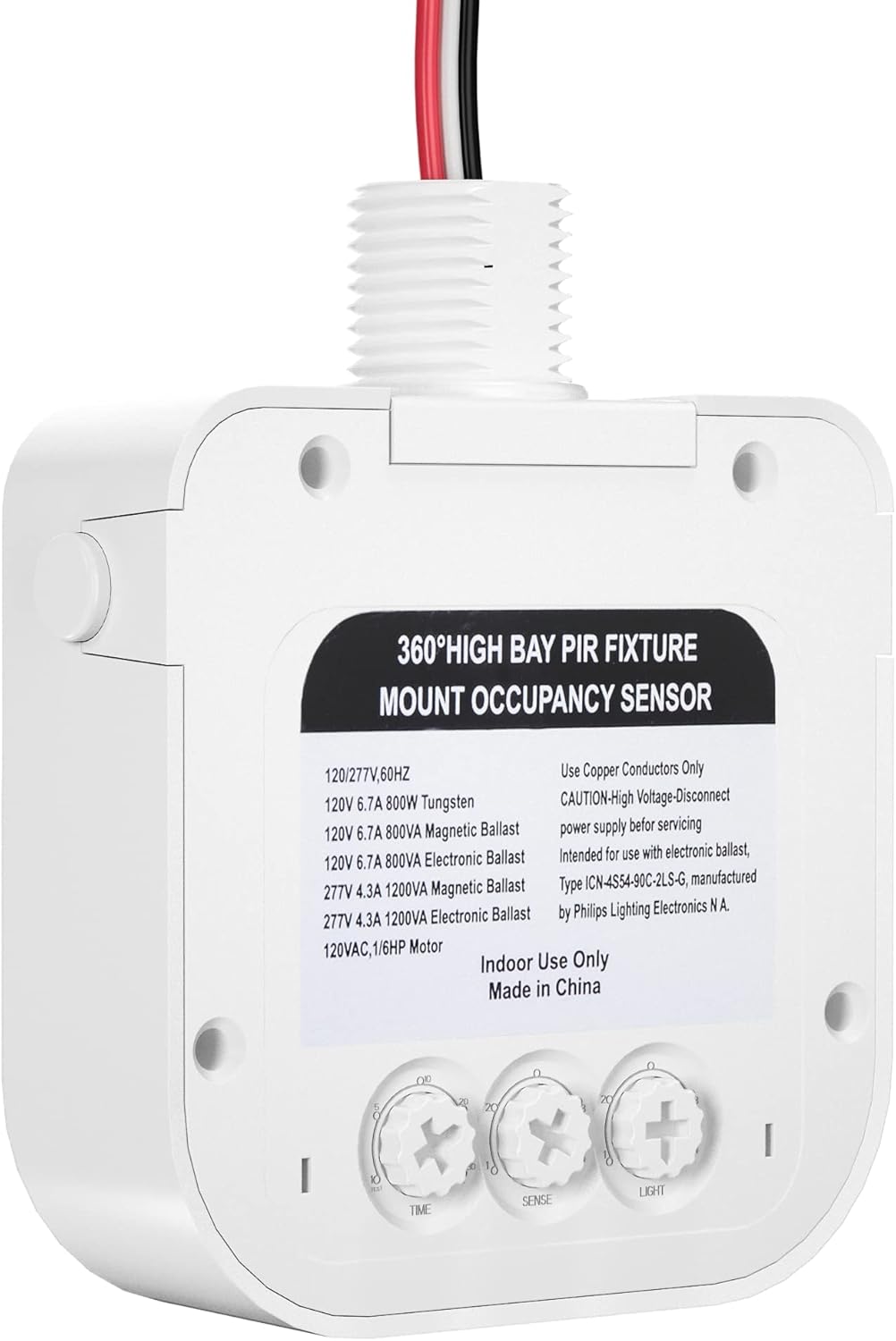 Single Pack Ceiling Occupancy Motion Sensor, Passive Infrared Technology, High Bay Fixture Mount 360 Degree, Hard-Wired, 120-277 VAC, Commercial, Industrial Grade Occupancy Sensor