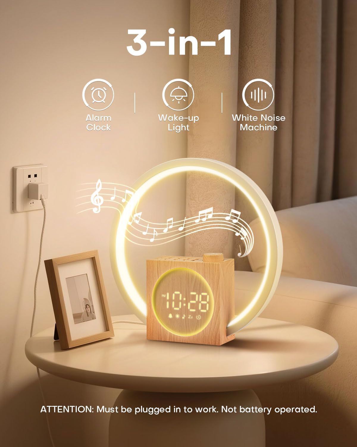 Sunrise Alarm Clock, White Noise Sound Machine, Alarm Clocks for Bedrooms with 12 Color Ambient Nightlight, White Noise Machine with 30 Soothing Sounds, Gifts for Adults, Kids, Couples, and Friends