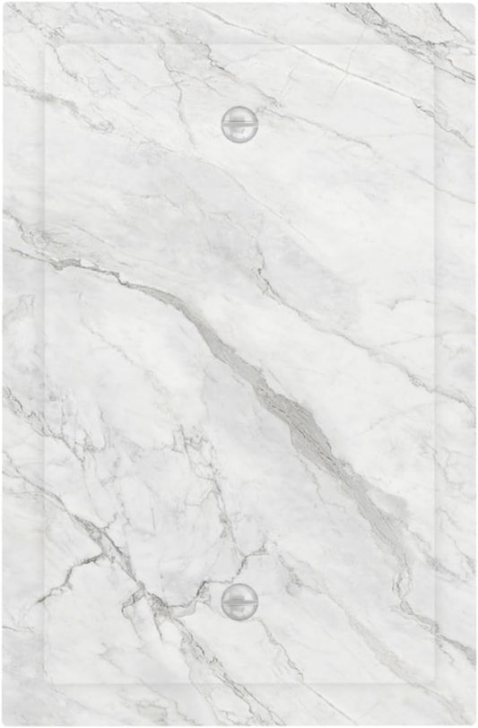 Light Switch Cover Plate Marble Granite White And Grey 1 Gang No Device Blank Electrical Wall Plates Faceplate Decorative Switch Plate for Home Bedroom Decor