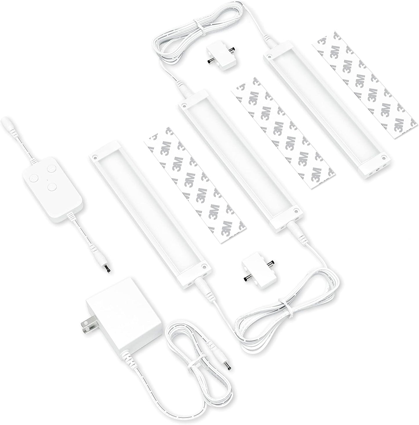 EShine 3 Pack 7 inch White Smart Dimmable LED Under Cabinet Lighting Kit Compatible with Alexa, Google - Warm White (3000K)