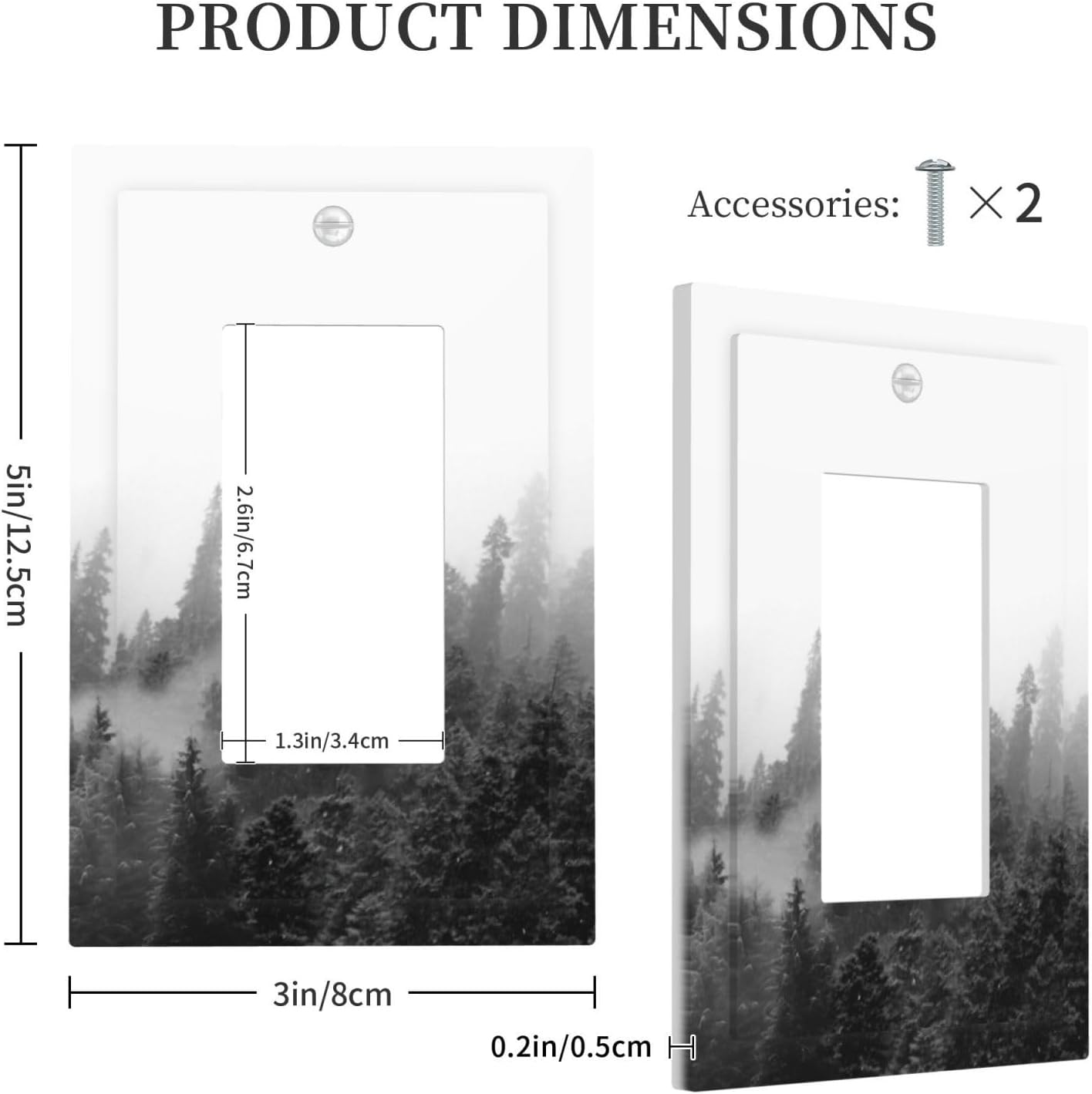 Decorative Outlet Covers Fores Black White Landscape Misty Woods 1 Gang Single Rocker Light Switch Cover Plate Wall Plates Gfci Faceplate For Farmhouse Cabin Decor