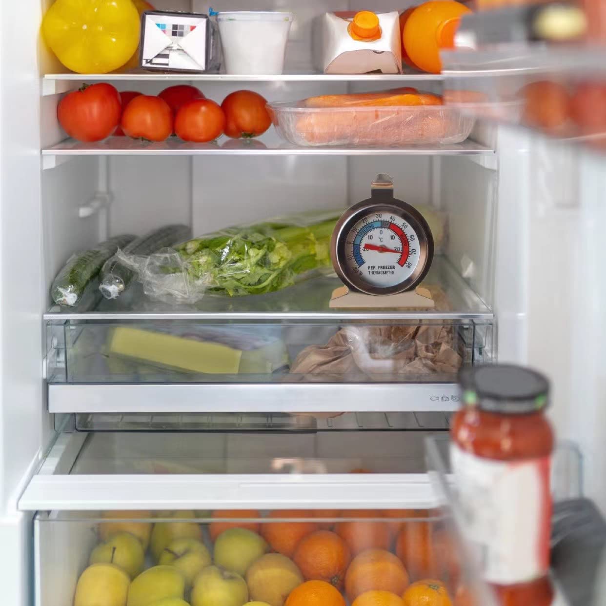 TENBOR 6 Pack Refrigerator Freezer Thermometer, Large Dial Analog, Stainless Steel, Waterproof, -20 to 80/-30 to 30