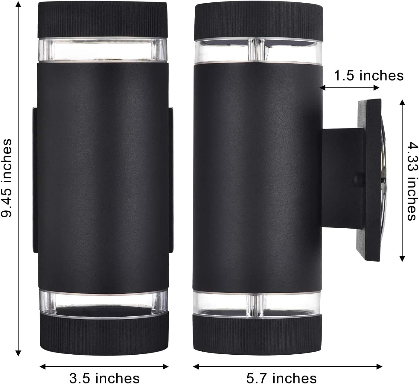Outdoor Wall Sconce Exterior Lighting Fixture - ETL Listed,Aluminum Waterproof Wall Mount Cylinder Design - Up Down Light Fixture for Porch, Garage and Patio